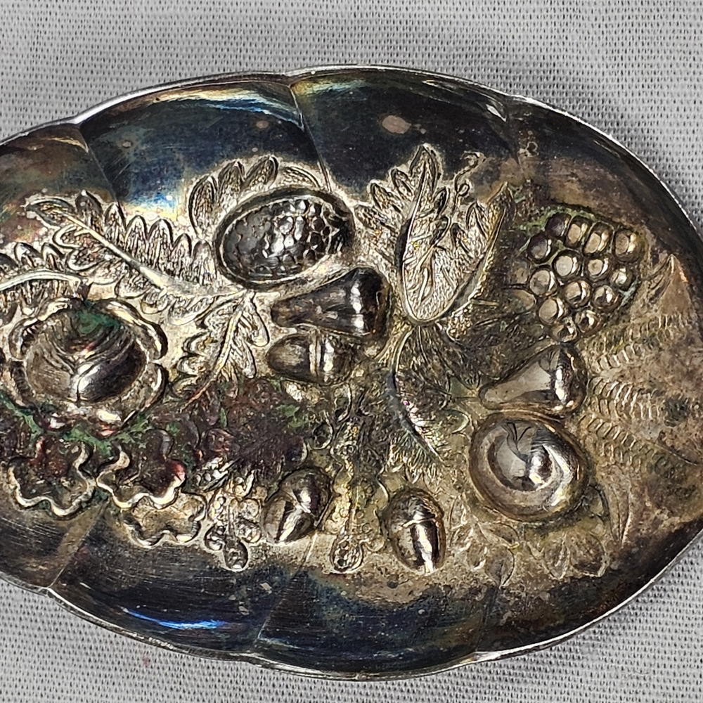 Vintage Sheffield Silverplated EPNS Embossed Serving Spoon Fruit Pattern | READ